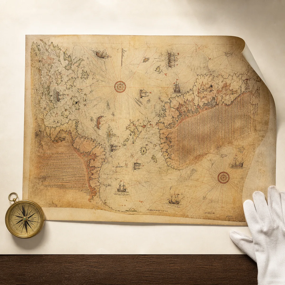 Modern unframed reproduction of the 1513 Piri Reis world map